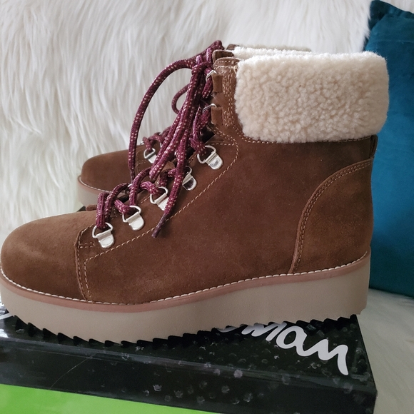 NEW Sam Edelman Franc Faux Shearling Hiking Boots - Picture 3 of 10